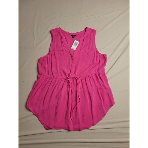 torrid Tops - Women's Size 00 Large 10 Torrid Sleeveless Long Hot Pink Tank Cover Up Rayon New